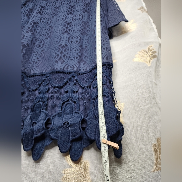 CATO Overlay Lace, 3/4 sleeve, over knee Dress. - Picture 8 of 10